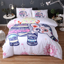 Conjunto de edredom estilo arco-íris com mandala e elefante, 3 peças, estilo boêmio, para cama floral, estilo king e queen 2024 - compre barato