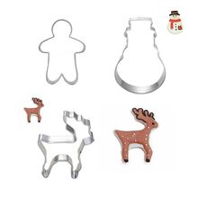 3 pçs/set Alce de Natal Gingerbread Man Biscuit Cookie Cutter Imprensa Confeiteiro Set Stamp Mold Ferramentas de Decoração Do Bolo de Aço Inoxidável 2024 - compre barato