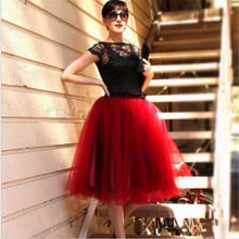 7 Layer Tulle Skirt Women Vintage Rockabilly Petticoat Ball Gown Elastic High Waist Pleated Tutu Skirt 2018 2024 - buy cheap