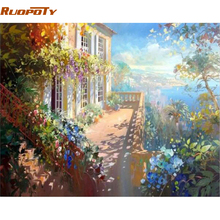 RUOPOTY Frame Flower House DIY Painting By Number Landscape Handpainted Oil Painting Wall Art Picture Unique Gift For Home Decor 2024 - buy cheap