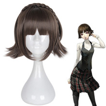 Makoto-peluca Niijima Persona 5 P5, cabello mezclado marrón con trenza, resistente al calor, para disfraz y Cosplay, con gorro 2024 - compra barato