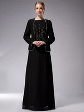 Modest Long Black Mother Of The Bride Dress Suits With Jacket  Long Sleeves Beaded Chiffon Mother's Formal Dresses 2024 - buy cheap