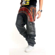 2017 New Designer Embroidery Skateboard Baggy Black Jeans Men Hip Hop Denim Men's Jeans Fashion Loose Trousers Big Size 30-44 2024 - buy cheap