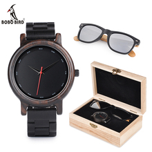 BOBO BIRD-Relojes de pulsera de madera de cuarzo para hombre, gafas de sol de estilo lujoso, caja de regalo, P10, envío directo 2024 - compra barato