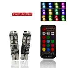 2xT10 10SMD Remote Control RGB LED Car Reading Light With Remote Control Strobe LED Reading Light 16 Colors 2024 - buy cheap