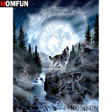 HOMFUN Full Square/Round Drill 5D DIY Diamond Painting "Wolf scenery"Embroidery Cross Stitch 5D Home Decor A06969 2024 - buy cheap