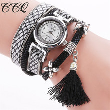 CCQ Brand Fashion Women Bracelet Watch Silver Original Design Tassel Pendant Wristwatches Leather Vintage Quartz Watches C75 2024 - buy cheap