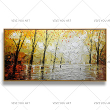 100% Handmade Modern Forest Landscape Oil Painting On Canvas Abstract Wall Art Tree Pictures Thick Oil Knife Paintings 2024 - buy cheap