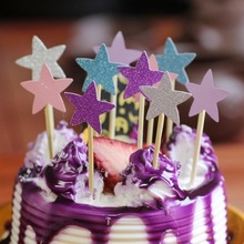 10 unids/lote hermosa estrella brillante Cupcake Toppers pastel fiesta cumpleaños decoración para fiesta de boda Topper de la torta de boda 2024 - compra barato