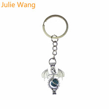 Julie Wang 1PCS Alloy White K Creative Dragon With Lava Stone Keychains Keyrings Key Holder Charm Women/Men's Fashion Jewelry 2024 - buy cheap