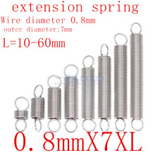 5Pcs Wire Dia 0.8mm 304 Stainless Steel Dual Hook Small Tension Spring Hardware Accessories  Outer Dia 7mm Length 20-50mm 2024 - buy cheap