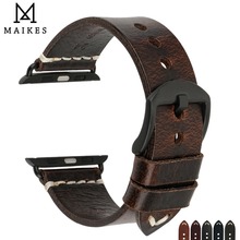 MAIKES Watch Accessories Genuine Cow Leather For Apple Watch Bands 44mm 42mm & iwatch Strap 40mm 38mm Series 4 3 2 1 Bracelets 2024 - купить недорого