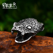 Beier 316L stainless steel Animal Eye Snake Head Pendant Necklace Punk Snake Opening Pendant High Quality Jewelry LLBP8-426P 2024 - buy cheap