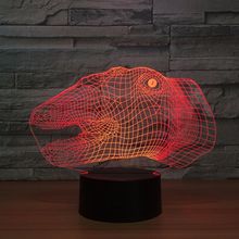 Luminária de cabeça de crocodilo colorida 3d, luz noturna pequena, criativa, controle remoto por toque, plugue usb, lâmpada pequena, luminárias para crianças 2024 - compre barato