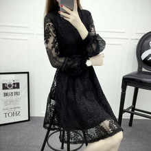 Long Sleeve White Black Lace Oversized Plus Large Size Sukienka Vintage Party Women'S Dress For Clothes 2020 Spring Autumn A0961 2024 - buy cheap