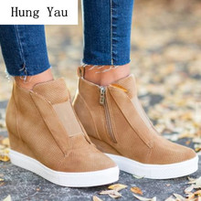 Women Shoes High Heels Wedges Autumn Fashion Zipper Ladies Casual Female Pumps Round Toe Casual Comfortable Plus Size 35-43 2024 - buy cheap