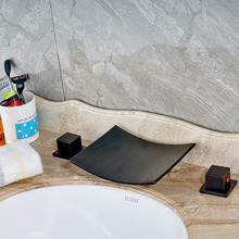 Современный бронзовый смеситель для раковины в ванной комнате с масляным напылением водопад, смеситель, квадратный фотографический смеситель 2024 - купить недорого