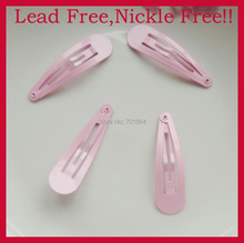 50PCS 5.0cm 2" light  pink Tear drop Plain Metal Snap Clip no hole Kids side hairpins at nickle free and lead free 2024 - buy cheap