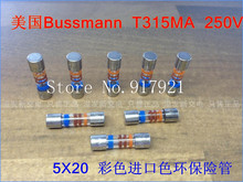 ZOB-tubo portafusible de Protección Ambiental, tubo de seguridad de color de 315MA, 5x20, 250V, 200 unids/lote, Bussmann T315MA, Estados Unidos 2024 - compra barato