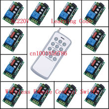 220v 1ch rádio controle remoto sem fio lâmpada de mudança de luz led ligado desligado código aprendizagem potência ajustado