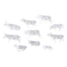 OOTDTYT New 10pcs 1:87 Diy HO Scale White Cow Model Train Layout Model Building Toys 2024 - buy cheap