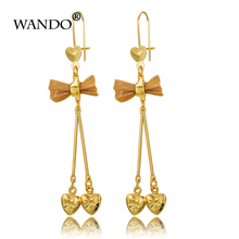 WANDO largo amor corazón pendientes color dorado mujer novia boda accesorios regalos lazo pendientes moda joyería clásica E72 2024 - compra barato