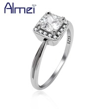 Almei anéis de prata 925 para mulheres, 2 fileiras, joia grande quadrada de noivado, joias finas de bague, com caixa 40% lj117 2024 - compre barato