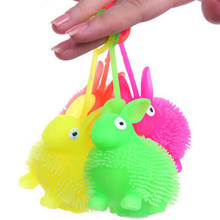 Цвет случайный резиновый светодиодный кролик прыгающий шар вспышка безопасный светящийся кролик упругие игрушки 2024 - купить недорого