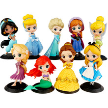 Игрушки Принцессы Disney Q Posket Frozen Elsa Anna Rapunzel Belle, Белоснежка, экшн-фигурки из ПВХ, подарок для девочек 2024 - купить недорого