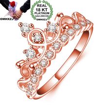 OMHXZJ Atacado Europeia Moda Homem Mulher Partido Presente de Casamento Crown Branco AAA Zircon 18KT RR505 Ouro Branco Anel de Ouro Rosa 2024 - compre barato