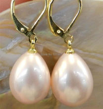 Wholesale free shipping >>Beautiful 12x16mm Pink Shell Pearl Drop Dangle Earrings AAA Grade 2024 - buy cheap