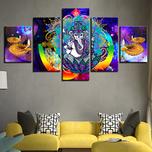 Póster de arte de pared en lienzo impreso en HD, decoración del hogar, 5 piezas, marco de cuadros de Diwali 2024 - compra barato