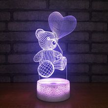 Lámpara de noche 3d de oso creativo, luz Led pequeña de noche con ahorro de energía, Usb, accesorios de iluminación 3d, novedad 2024 - compra barato