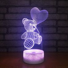 Creative Bear Bedside 3d Night Lamp Energy-saving Led Small Table Novelty Led Night Light Usb Led 3d Light Fixtures 2024 - buy cheap