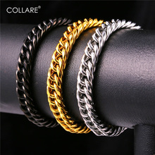 Pulsera de acero inoxidable Collare, pulsera de Eslabón cubano de 9mm de oro y plata para hombre, joyería de moda para hombre de Hip Hop, regalo de 8 pulgadas H252 2024 - compra barato