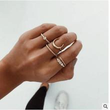 New Fashion Jewelry Popular Sweet Lovely Rhinestone Moon Finger Ring Set Gift For Women Girl Wedding Ring Sets Wholesale 2024 - buy cheap
