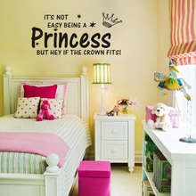 princess crown quotes wall stickers for kid rooms decorations DIY home decals vinyl art room mural posters hot 2024 - buy cheap