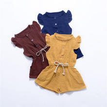 Toddler Girl Clothes Baby Romper Cute Linen Cotton Baby Girl Spring Summer Jumpsuits Outfits Sunsuit Newborn Baby Clothing D1343 2024 - compre barato