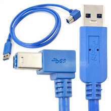 USB 3,0 A штекер 90 градусов прямоугольный к USB 3,0 B штекер левый угол кабеля 100 см/1 м 2024 - купить недорого