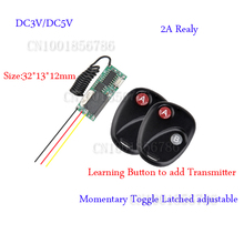 DC3-5V-Mini interruptor de Control remoto por Radio, pequeño volumen, 2 receptores de transmisor, 315/433.92MHZ, botón de cierre, aprendizaje momentáneo 2024 - compra barato