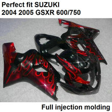 Motorcycle unpainted bodywork fairing kit for Suzuki GSXR600 k4 2004 2005 red flames black fairings set GSXR750 04 05 WN34 2024 - buy cheap