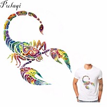 Pulaqi plancha de escorpión colorida en transferencia de calor Vinly para parche en ropa de camiseta pegatinas lavables A nivel accesorio Parches E 2024 - compra barato