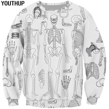 YOUTHUP 2020 новые мужские 3D толстовки с принтом черепа, толстовки с забавными крутыми скелетами, мужские 3d пуловеры, топы размера плюс, уличная одежда 2024 - купить недорого