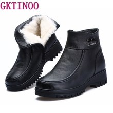 Gktinoo-botas femininas para neve, bota curta e quente com plataforma de couro legítimo, lã natural e zíper, inverno 2021 2024 - compre barato