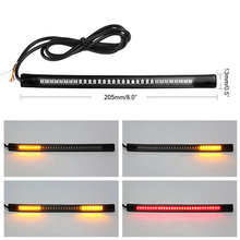 Tira de luces Led para motocicleta, accesorio Flexible y Universal de 32 leds, luz trasera de freno y señal de giro, lámpara de matrícula de 8 ", Led rojo y ámbar 2024 - compra barato