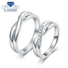 LANMI Romantic Lovers Solid 14K White Gold Couple Wedding Diamond Ring Fine Jewelry For Anniversary Valentine's Day Gift 2024 - buy cheap