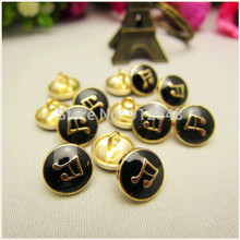 Botón de metal dorado y negro RS53019, 10 uds, 10mm, botones de nota de moda clásica, accesorios de ropa, materiales de bricolaje 2024 - compra barato