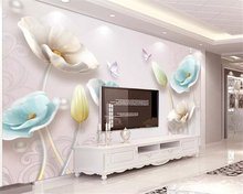 Beibehang tamanho Personalizado Clássico jóias tulipa Europeia papel de parede tridimensional em relevo TV fundo papel de parede papéis de parede decoração casa 2024 - compre barato