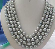 Impresionante collar de perlas barrocas, color gris, 11-13mm, 36 pulgadas, 50" 2024 - compra barato