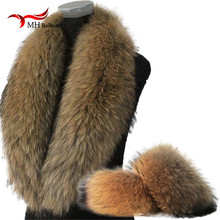 Real Fur Scarf Jacket Fur Collar Women Winter Coat Fur Scarves Neck scarves +Cuff Luxury Raccoon Fur Winter Warm Neck Warmers L1 2024 - buy cheap